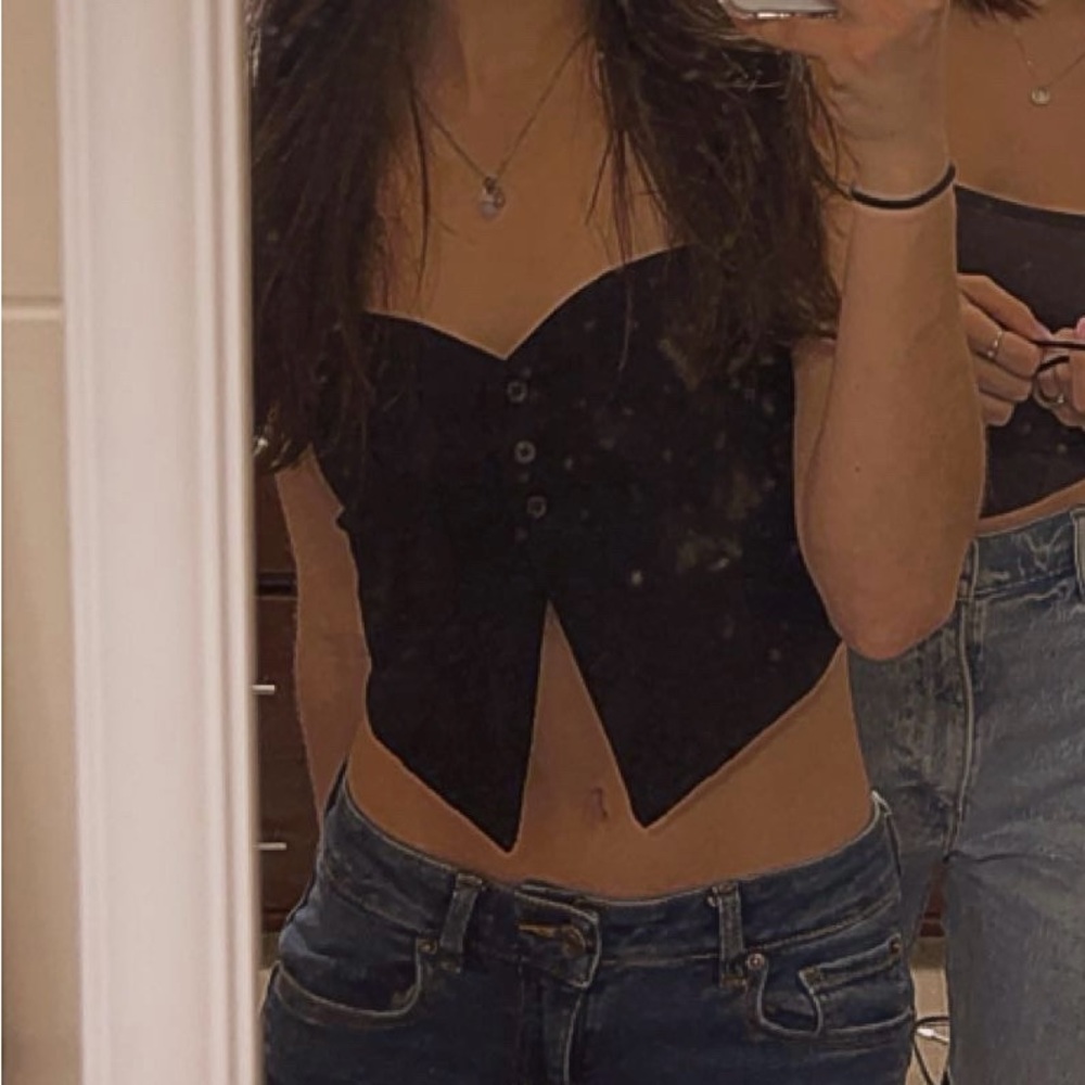 Garage Black Vest Crop Top